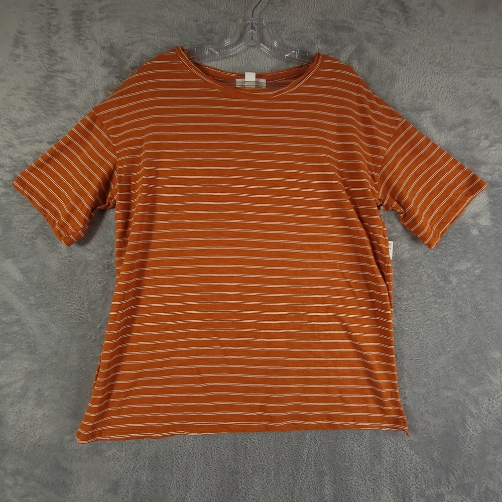 Treasure & Bond Shirt Womens Tee Rust Orange Stripe Short Sleeve Oversize S New